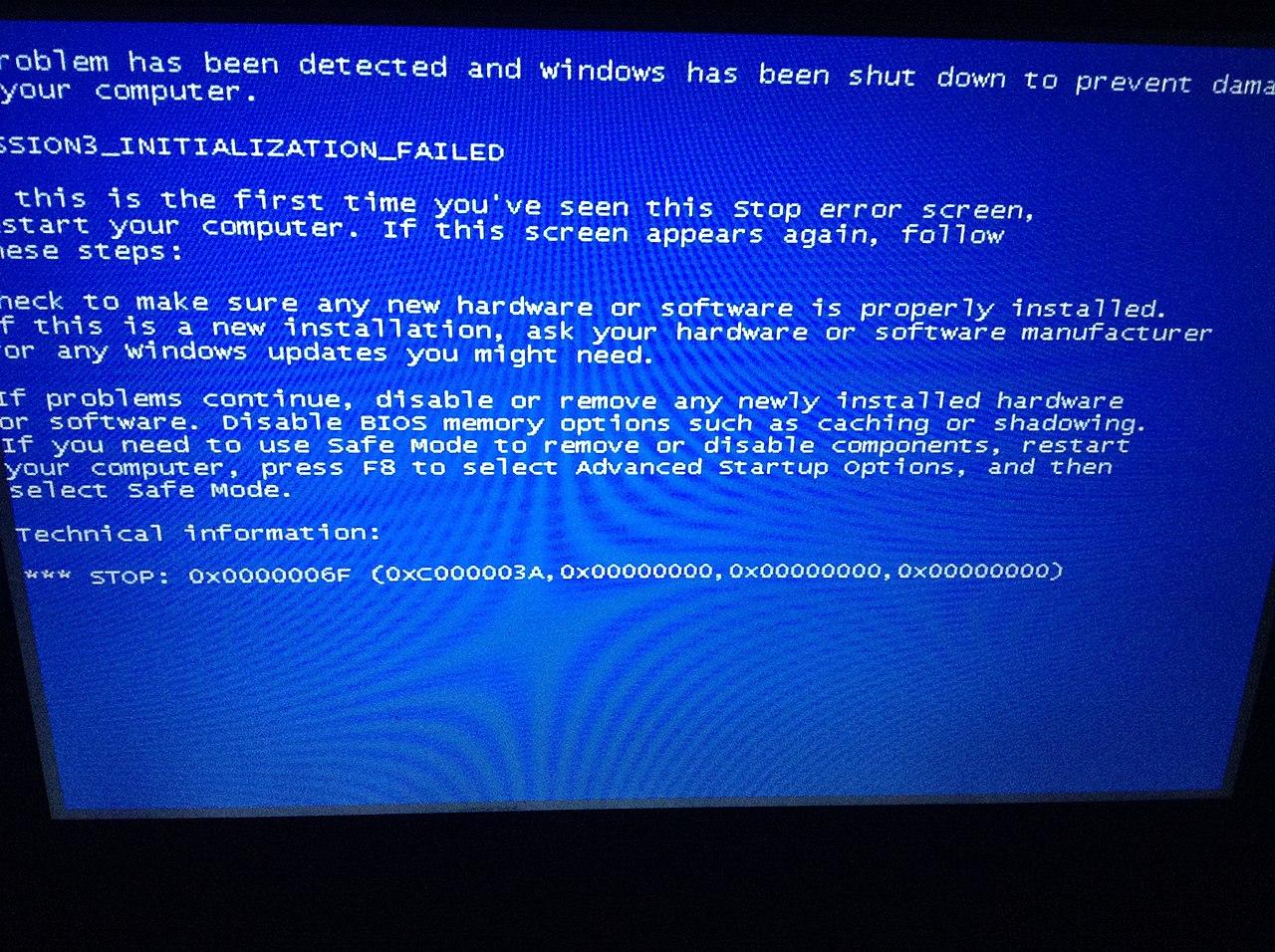 Blue screen error on Windows XP