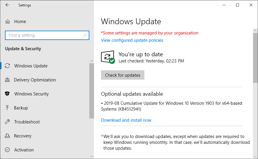Check for available updates in Windows Update
Download and install all available updates