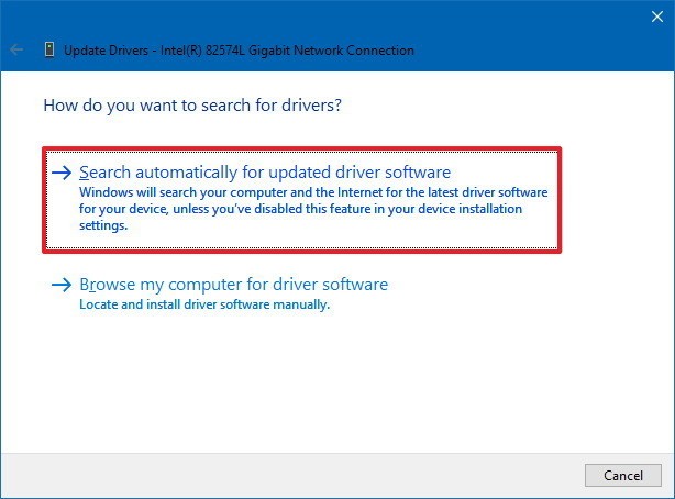 Choose Search automatically for updated driver software
Follow the on-screen instructions to complete the update