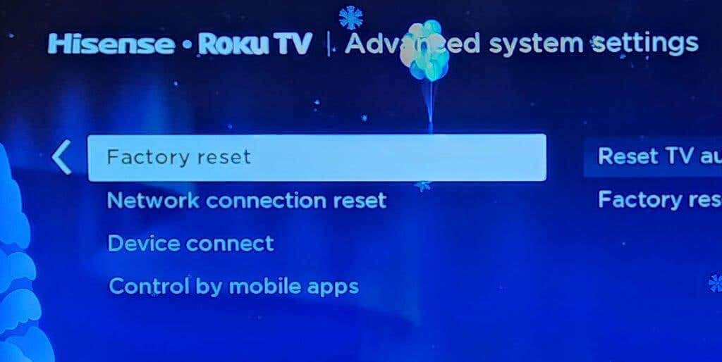 Click on "Network connection reset" and confirm the action.
Once the reset is complete, go back to the Roku home screen and launch the YouTube app again.
