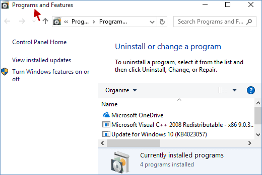 Click on Programs and then select Programs and Features.
Locate Microsoft Office in the list of installed programs and click on it.