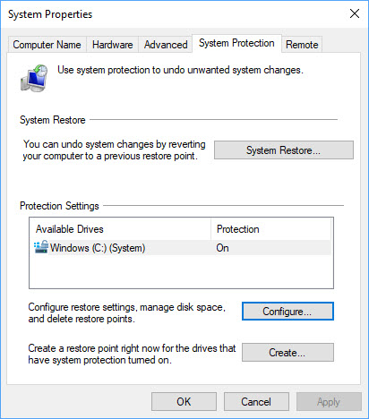 Click on System and Security and then choose System.
Click on System Protection and then select System Restore.