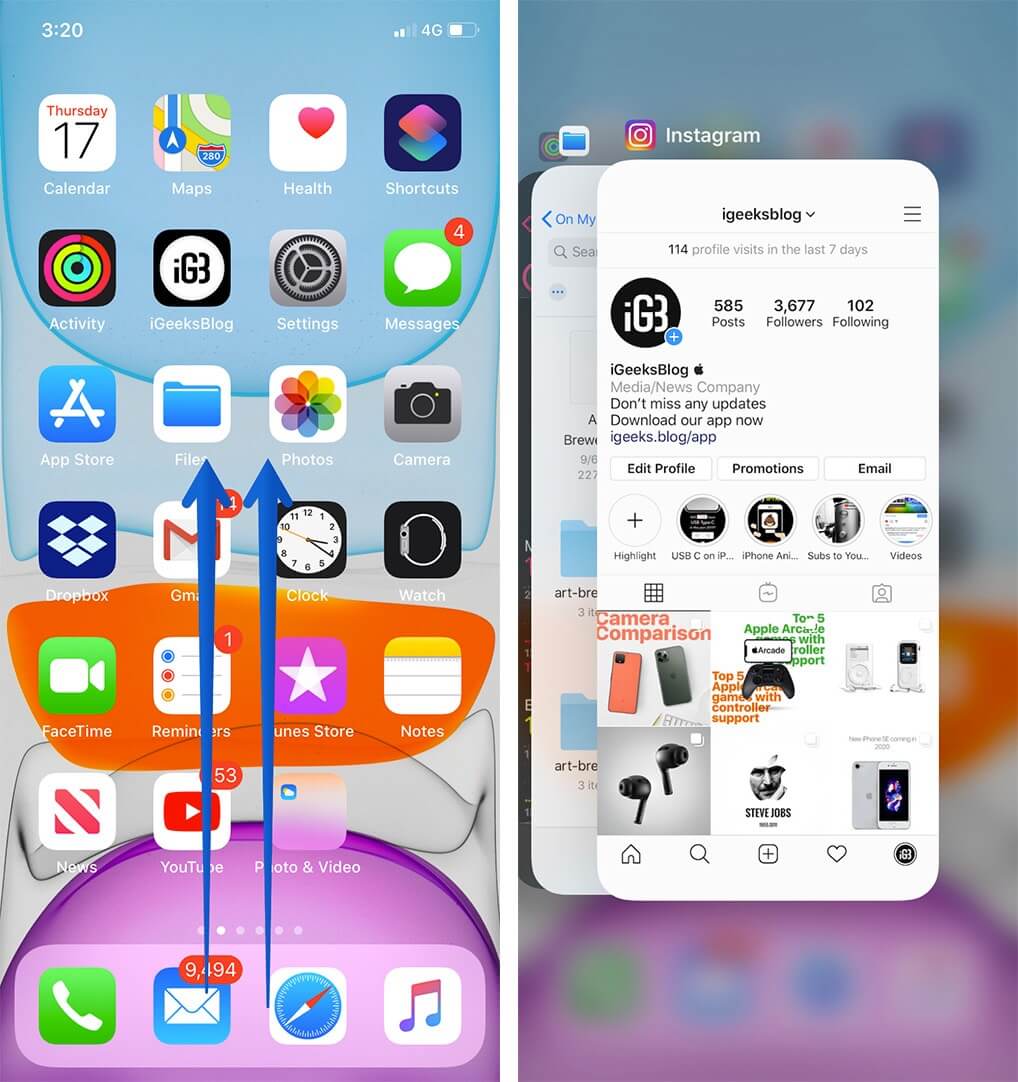 Close the email app completely.
Swipe up from the home screen to access the App Switcher and swipe away the email app.