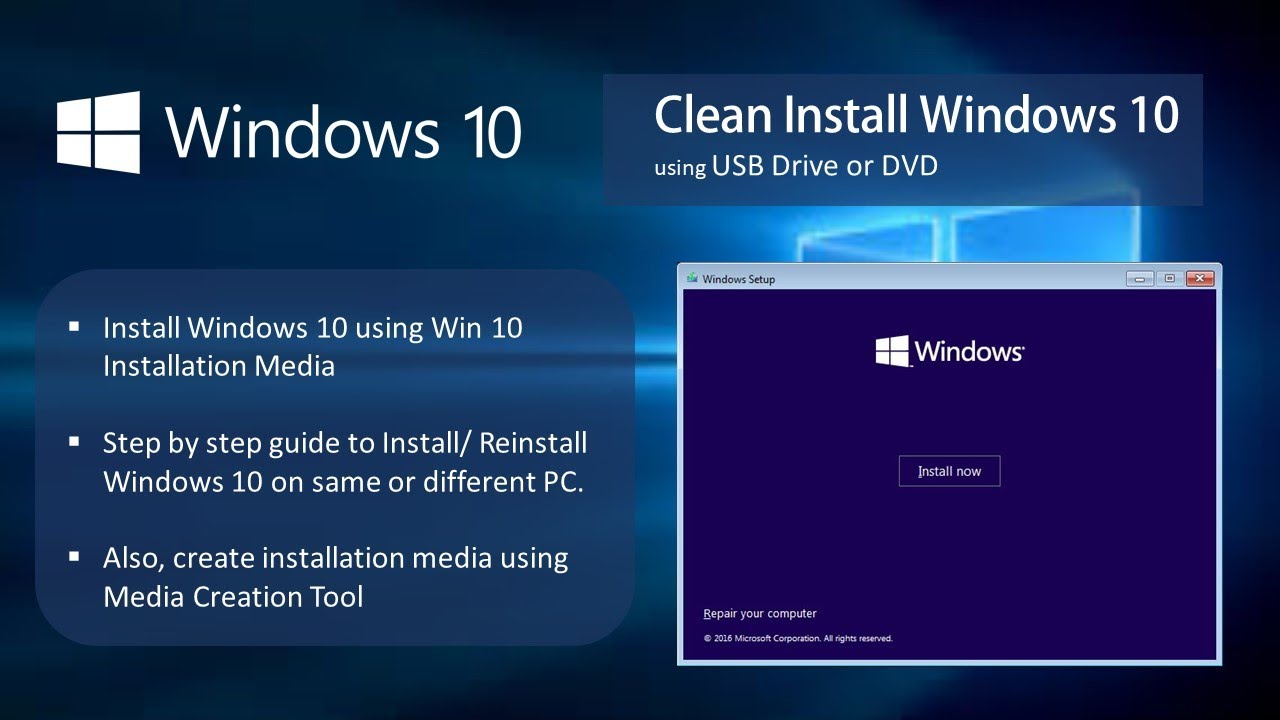 Create a Windows installation media on a USB or DVD
Insert the installation media and restart the computer
