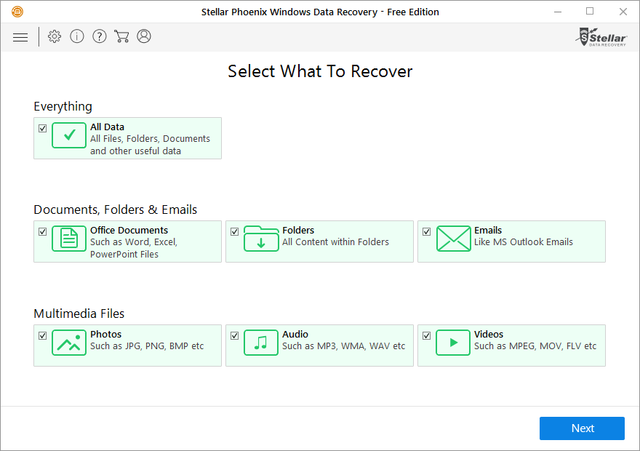 Data recovery software interface