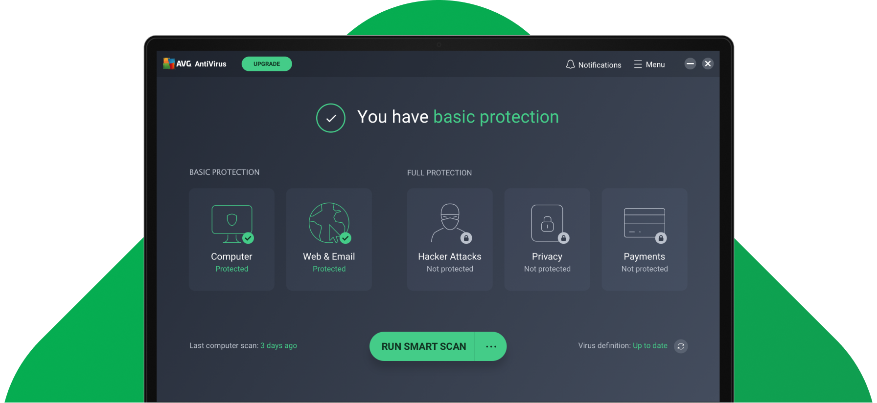 Download and install a compatible antivirus tool, such as Windows Defender or AVG Antivirus.
Run a full system scan to detect and remove any viruses or malware.