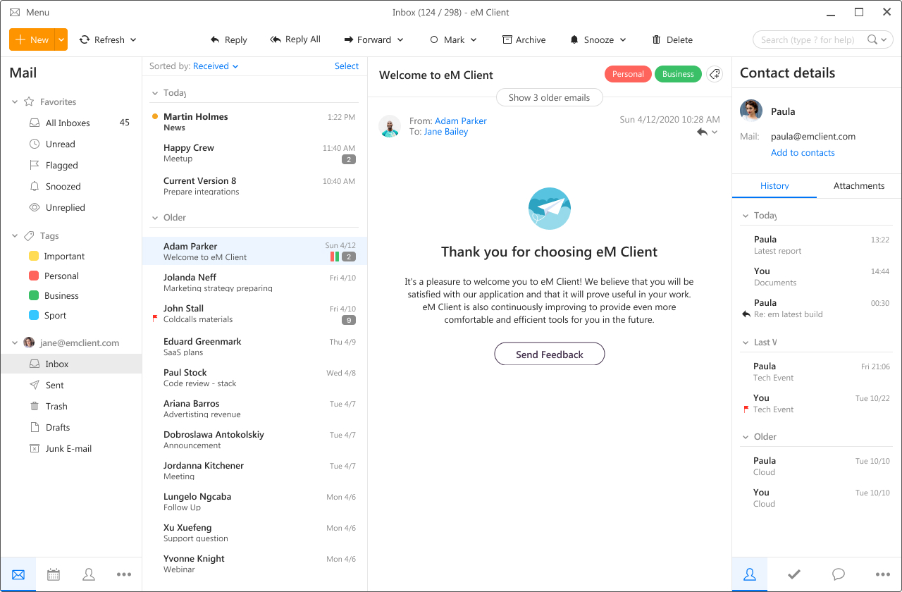 eM Client: an email client that offers a clean interface and integrates with Microsoft Office and Google services.
Inky: an email client that prioritizes important messages and offers end-to-end encryption.