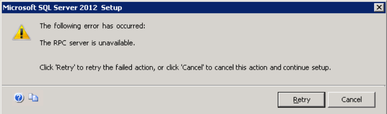 Error message related to Remote Procedure Call