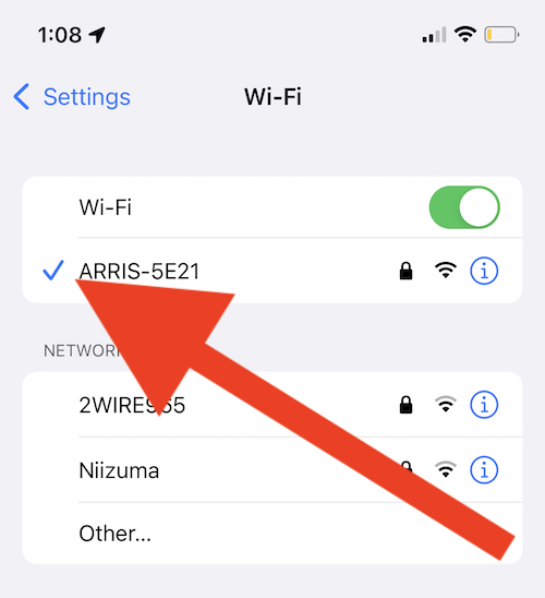 Go to Settings and select Wi-Fi.
Tap the "i" icon next to the network you're connected to.