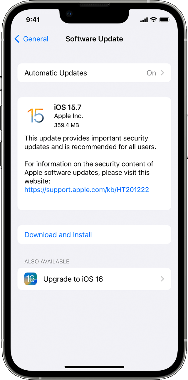 Go to Settings > General > Software Update and check for any available updates
If an update is available, download and install it