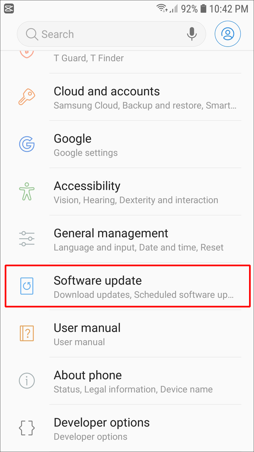 Go to your device's settings.
Select "System updates."