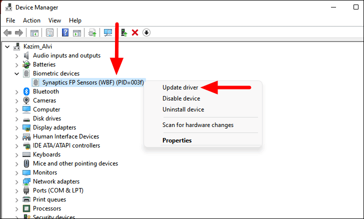 If updating or rolling back the driver did not solve the issue, uninstall the driver and reinstall it.
Access the Device Manager, right-click on the faulty driver, and select Uninstall Device.