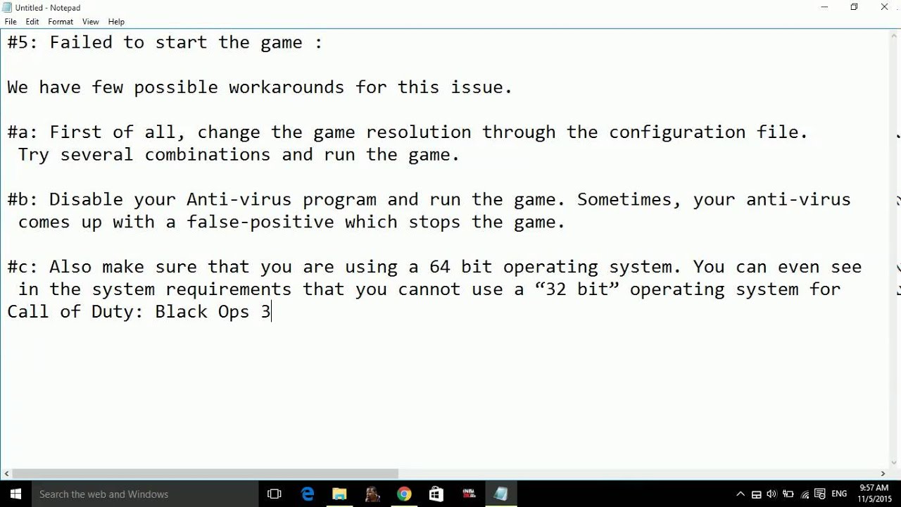 If you have an anti-virus program running, try disabling it temporarily
Launch Black Ops 3 and see if the issue is resolved