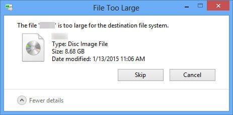 Locate the file that is too large for the destination.
Right-click on the file and select Send to from the context menu.