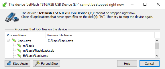 Look for any processes that may be using the USB drive and end them. To do this:
Click on the process