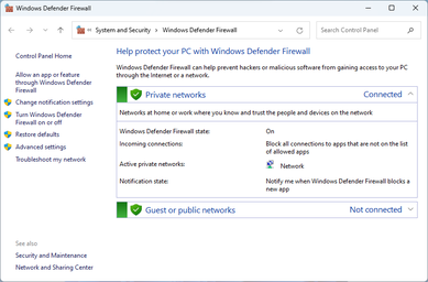 Open Control Panel
Click on Windows Defender Firewall
