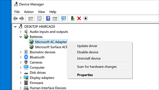 Open Device Manager 
 Right-click on the USB device and select Update driver