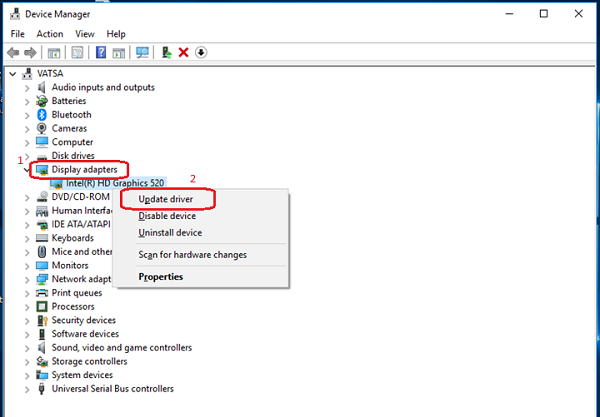 Open Device Manager
Right-click on your Graphics Card and select Update Driver