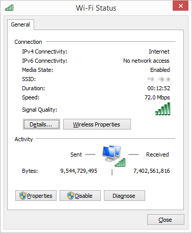 Open Network and Sharing Center by clicking on the network icon in the taskbar.
Click on the Change adapter settings option.