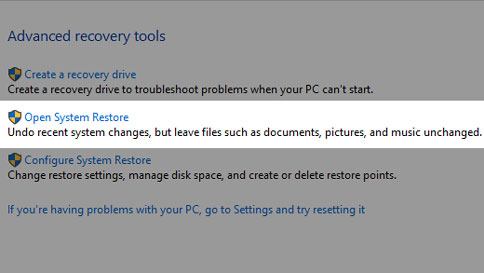 Open the Start menu and search for Create a restore point
Click on the search result to open the System Properties window