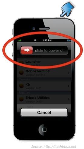 Press and hold the power button until the "slide to power off" option appears
Slide to power off and wait a few seconds before turning the device back on