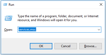 Press the Windows key and R key to open the run dialog box
Type "services.msc" and press Enter to open the Services window