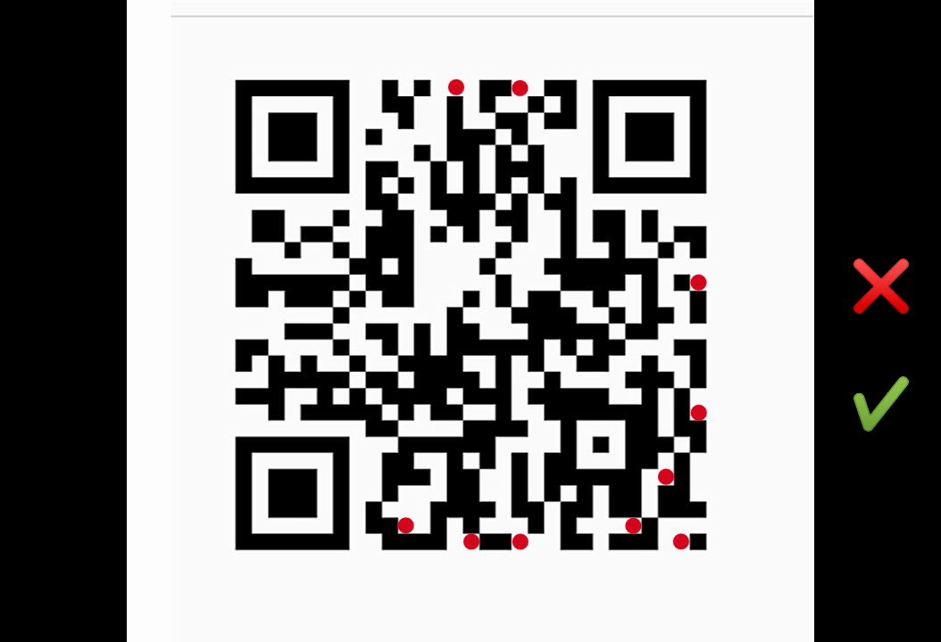 QR code with a red X over it