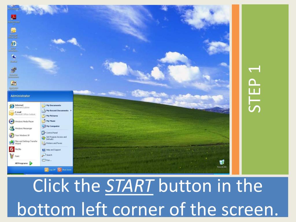 Restart your computer:
Click on the Start button in the bottom-left corner of the screen.