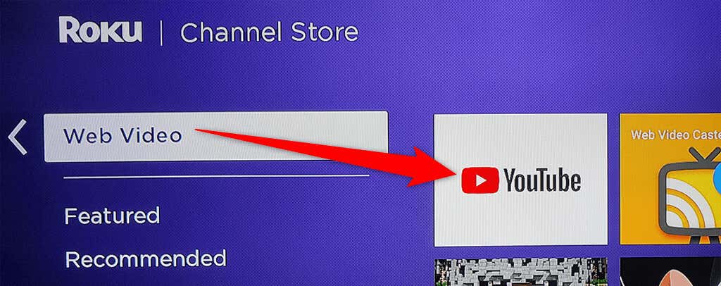 Return to the Roku home screen, access the "Channel Store" or "Streaming Channels" section, and search for the YouTube app.
Select the YouTube app and choose "Add channel" to reinstall it.