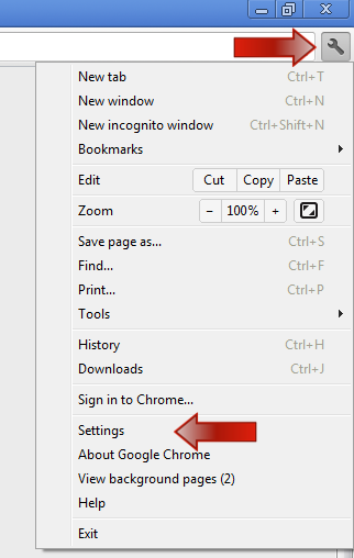 Select "Settings" from the drop-down menu
Scroll to the bottom of the page and click on "Advanced"
