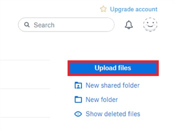 Select the photo files you want to transfer from your Android device
Click on the "Upload" button
