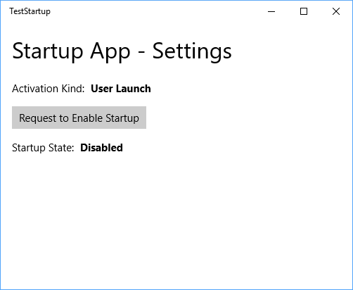 Startup applications settings
