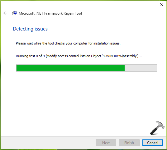 The tool will automatically detect and repair any issues with the .NET Framework installation.
Wait for the repair process to complete.