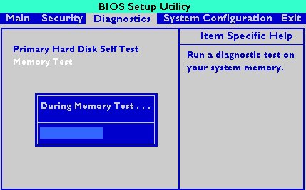 Use the arrow keys to select Diagnostics and press Enter to start the hardware diagnostics.
Follow the on-screen instructions to run the diagnostics on the webcam.