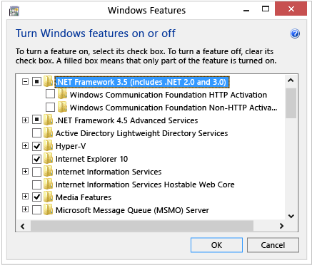 Use the Windows Features control panel to enable the .NET Framework 3.5 feature
Press Win + R to open the Run dialog