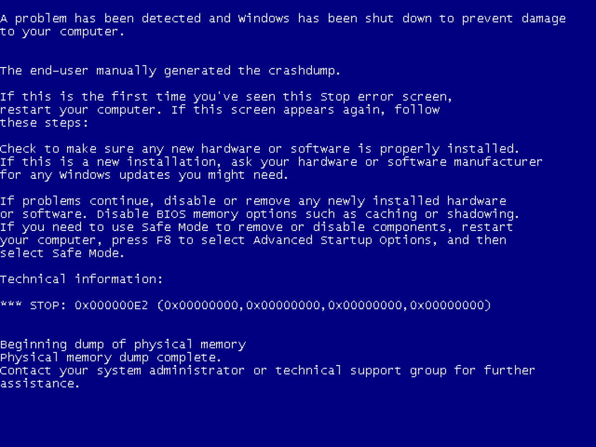 Windows XP Blue Screen